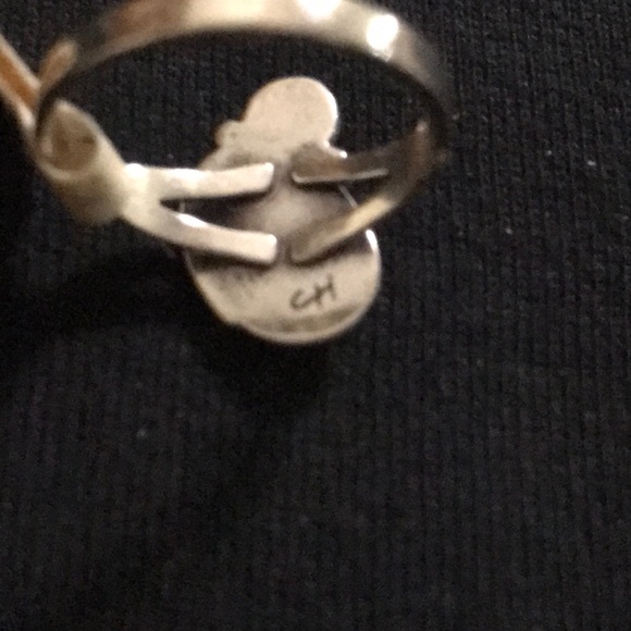 Vintage Hematite/Pearl Navajo Sterling Silver Ring - Picture 6 of 6